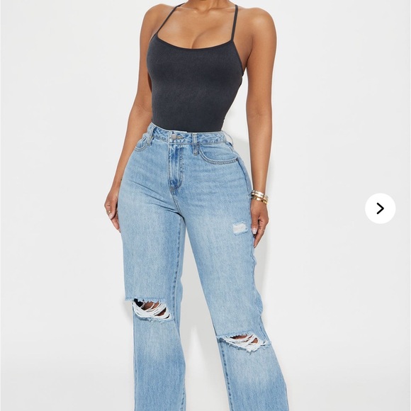 Fashion Nova Denim - Fashion Nova Light Blue Distressed High Rise Jeans